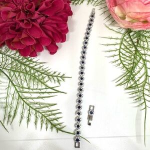 Sapphire Cubic Zirconia Crystal Tennis Bracelet